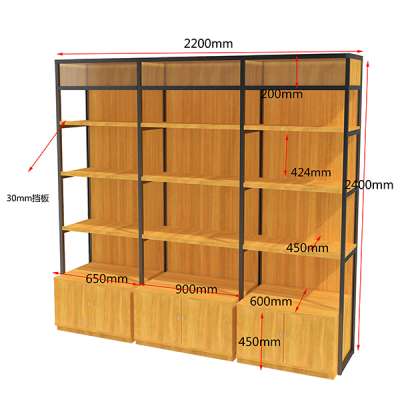 Aluminum wood cabinet/Metal wooden rack for supermarket